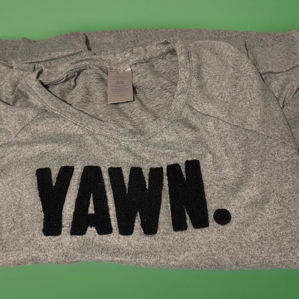 Secret Treasures YAWN Cozy Sweatshirt XL Grey Graphic Lounge Top funny attitude